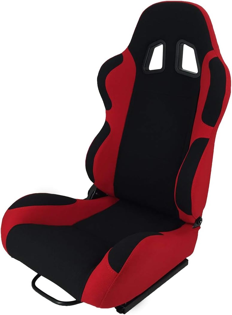 Black Red Racing Bucket Seats Pair J613