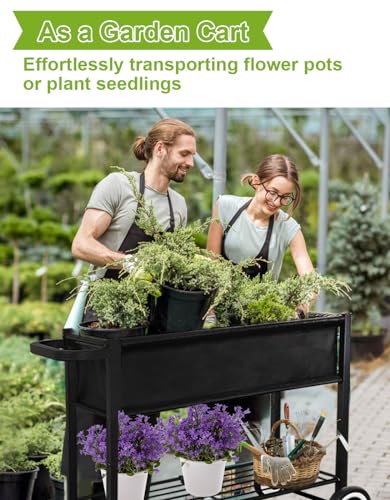 Black Raised Garden Bed with Legs on Wheels Z9992