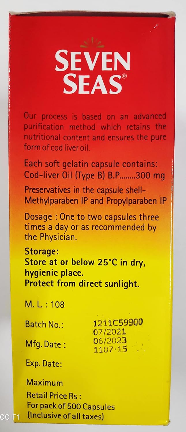 Cod Liver Fish Oil 500 Capsules X78995