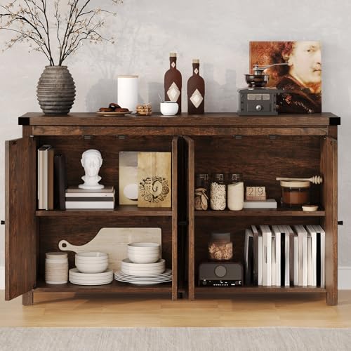 Oak Sideboard Buffet Cabinet with Storage and Doors L53618