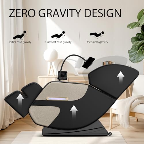 Gold PU Leather Zero Gravity Massage Chair with Airbags and Foot Roller P406039