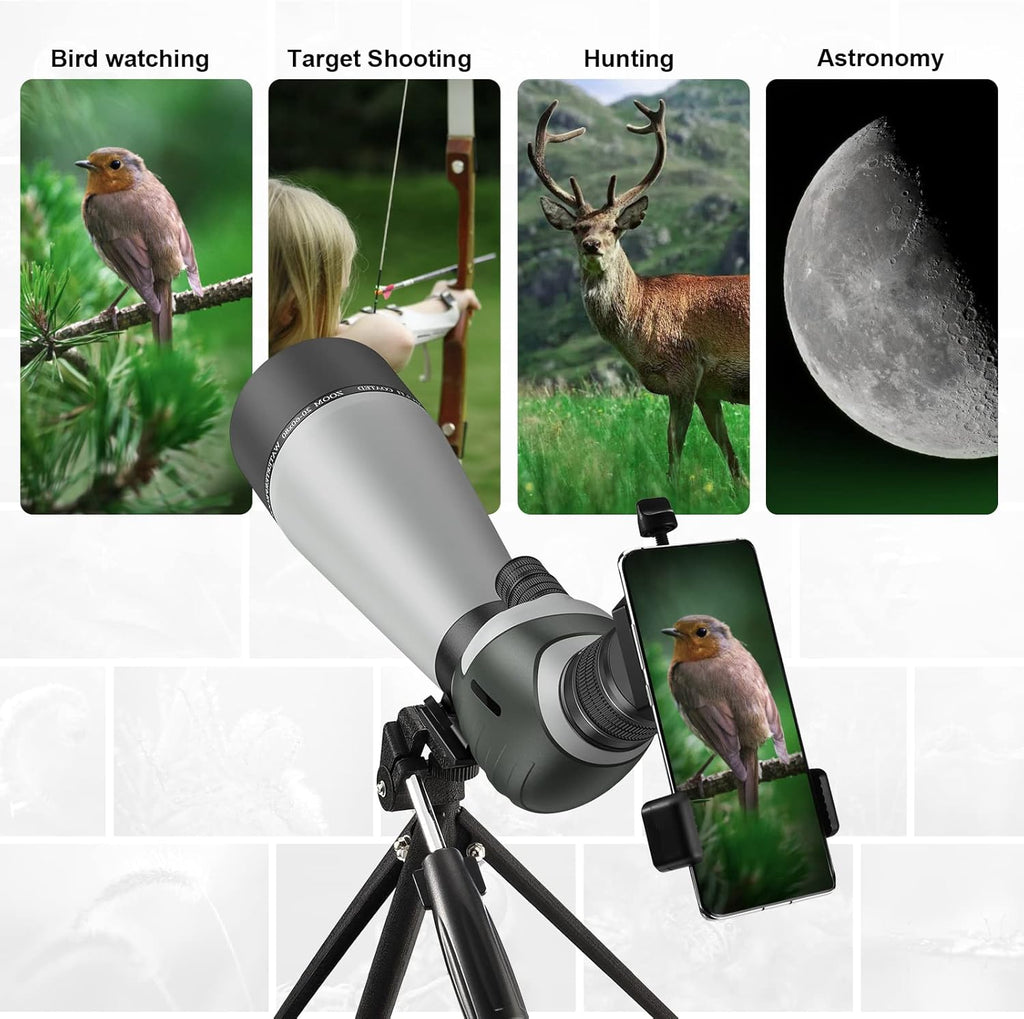 20-60X80 Spotting Scope with Tripod, Carry Bag, Dual Focusing and 24MM Big Eyepiece A193