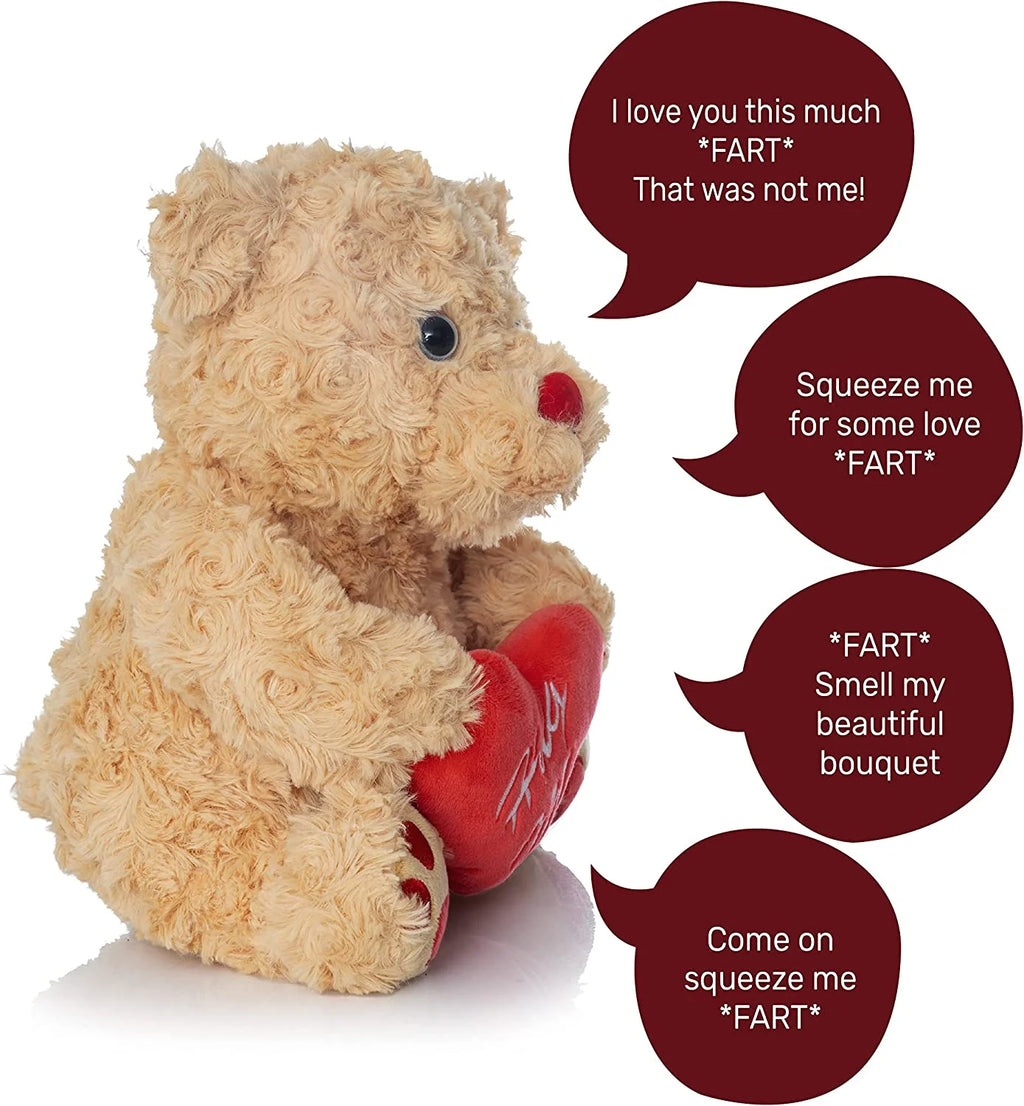 Brown Plush Teddy Bear with Red Hug Me Love Heart Stuffed Animal S1658