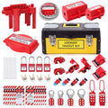 Lockout Tagout Kit with Safety Padlocks, Hasp, Breaker Lockout, Ball Valve Lockout, Steel Cable Lockout, Plug J912409