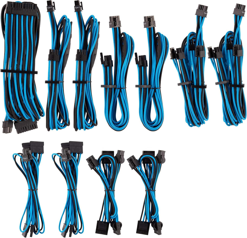 Blue Individually Sleeved PSU Cables Pro Kit Y324