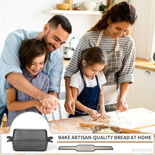 9x5-inch Cast Iron Bread Pan with Lid and 2 Bread Mats L724682