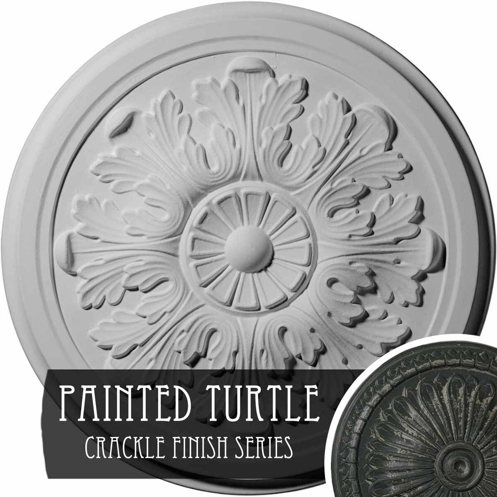 12 3/4 inch x 7/8 inch Ceiling Medallion, Hand-Painted Crackle Z187