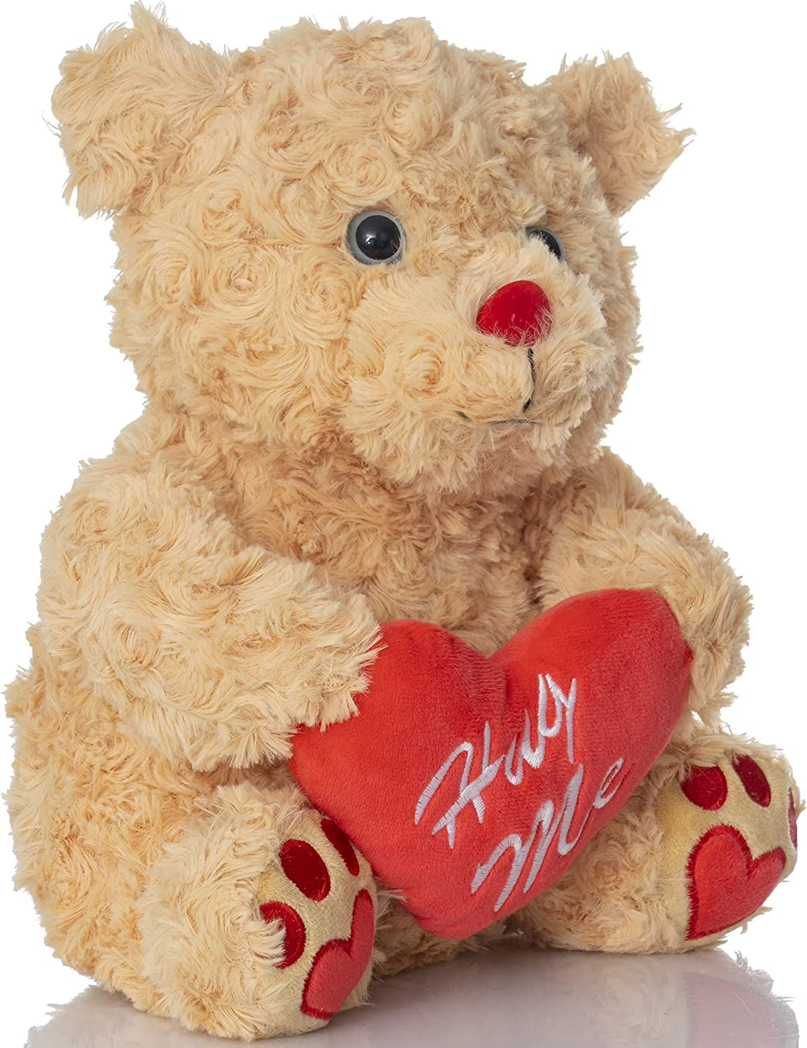 Brown Plush Teddy Bear with Red Hug Me Love Heart Stuffed Animal S1658