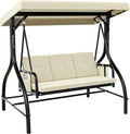 3-Seats Outdoor Patio Swing Chair with Adjustable Canopy and Removable Cushion C7990