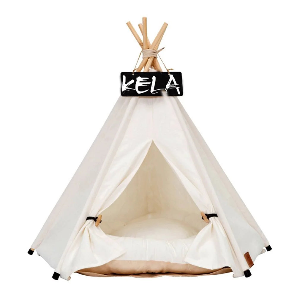 Canvas Wooden Pet House Dog Cat Bed T8110