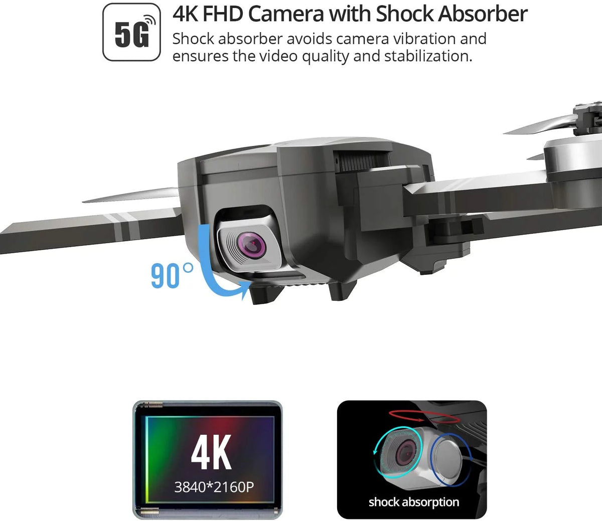 Foldable GPS 4K UHD Camera Drone with 2 Batteries G4401
