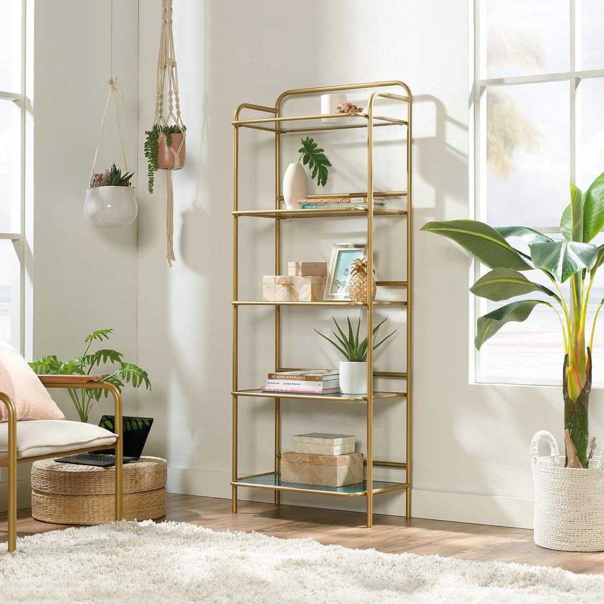 Bookcase, Satin Gold Finish R881098