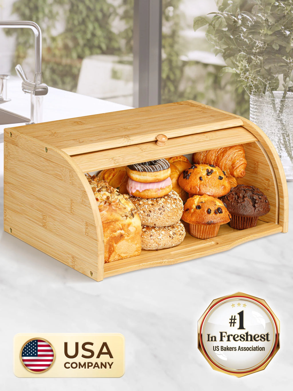 Large Bamboo Bread Box U94455