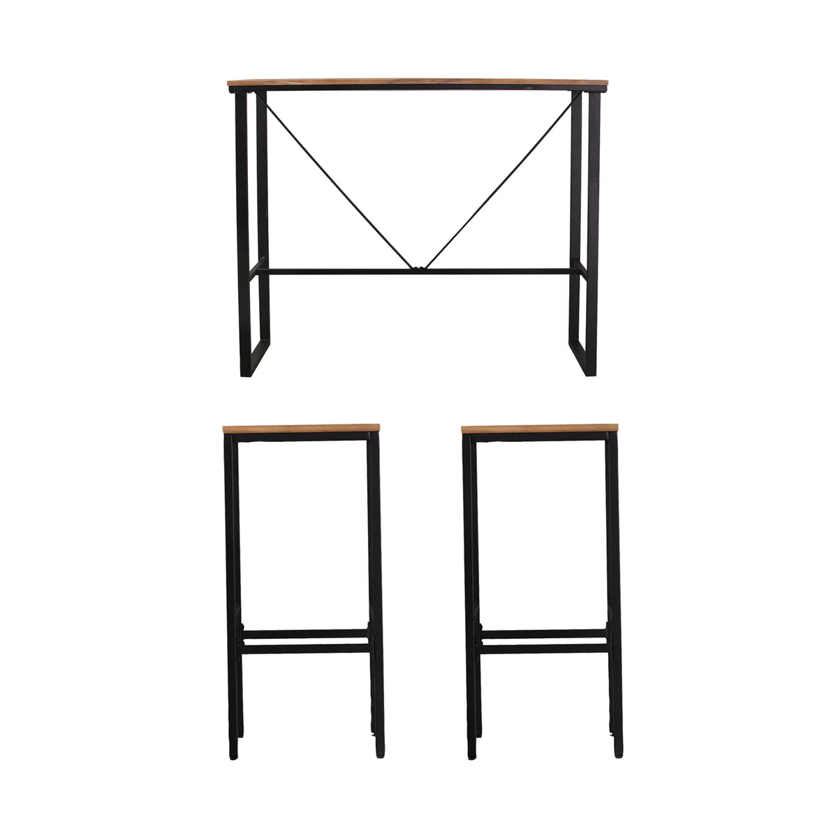 3-Piece Wood and Iron Outdoor Bar Set A765