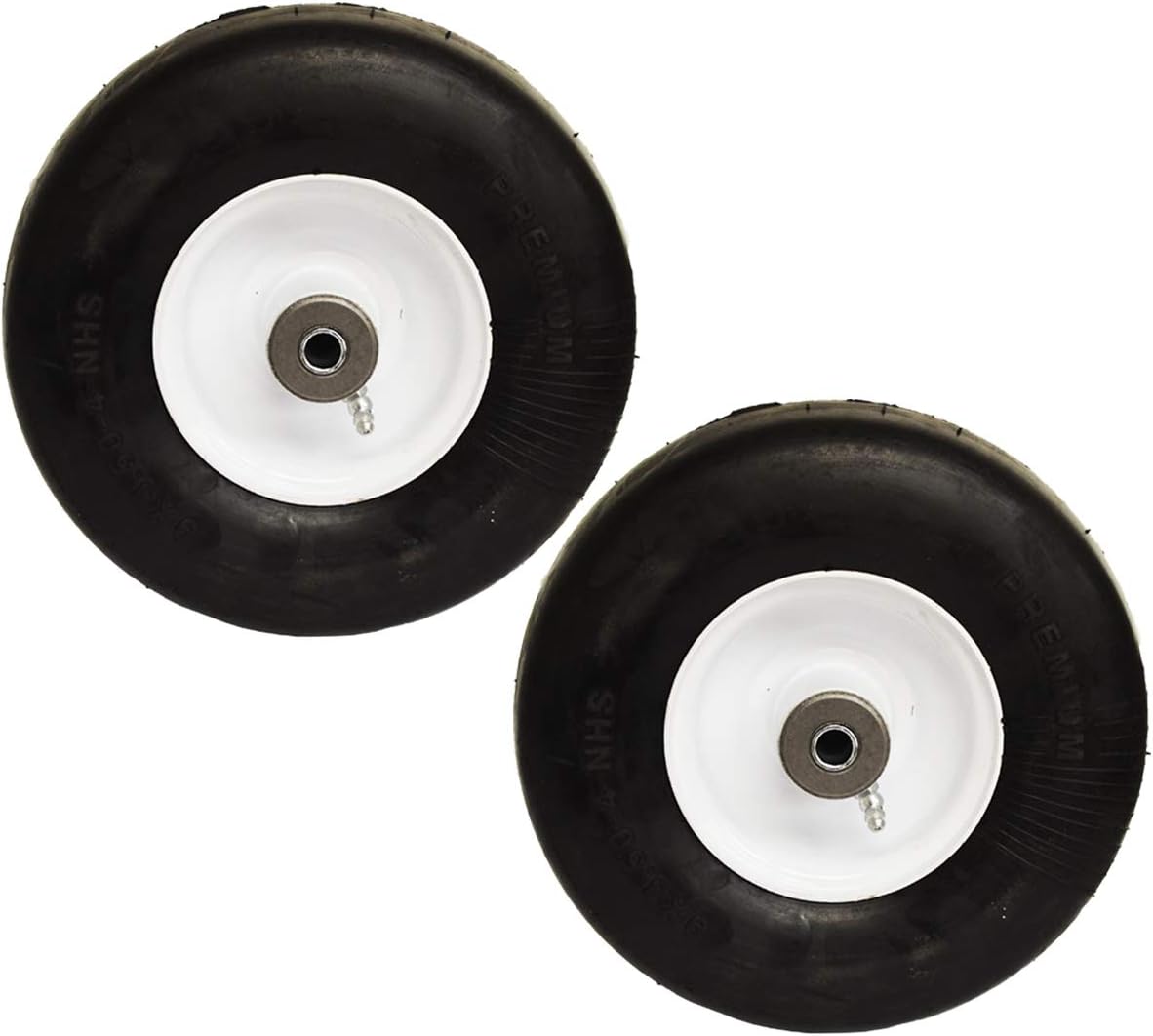 2PK Flat Free Solid 9x3.50-4 Tire Wheel Assembly N7402