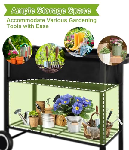 Black Raised Garden Bed with Legs on Wheels Z9992