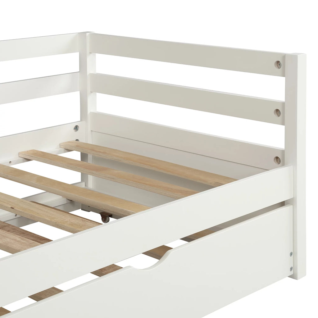 Solid Wood Daybed with Trundle White N70555