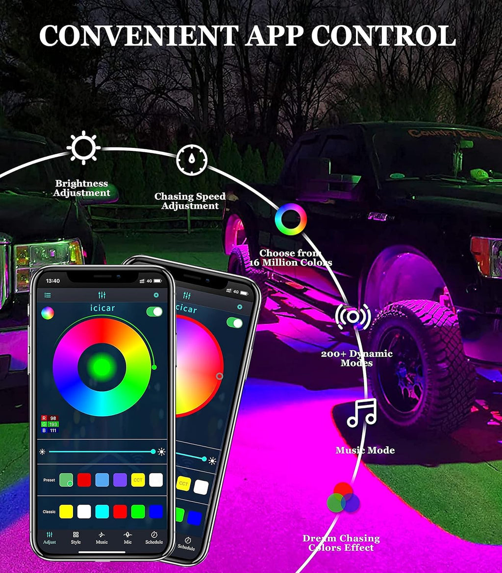 16 Pods RGB LED Rock Lights for Trucks P60610