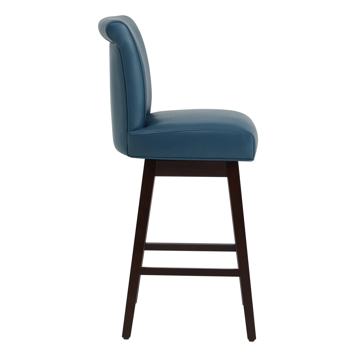 Dark Blue Faux Leather Upholstered Swivel Counter Bar Stools Set of 2 R28611