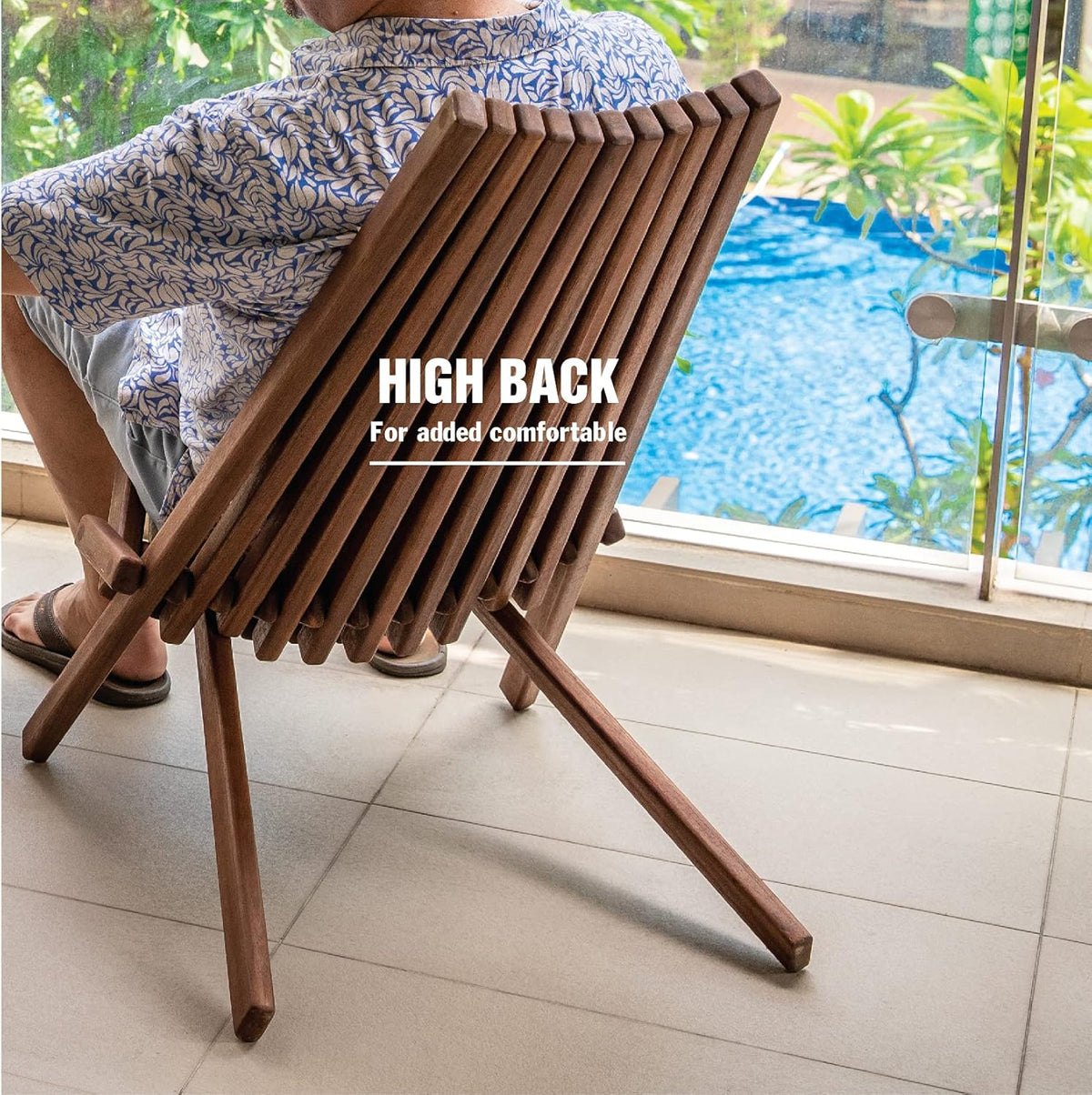 Folding Acacia Wood Outdoor Chair A18221