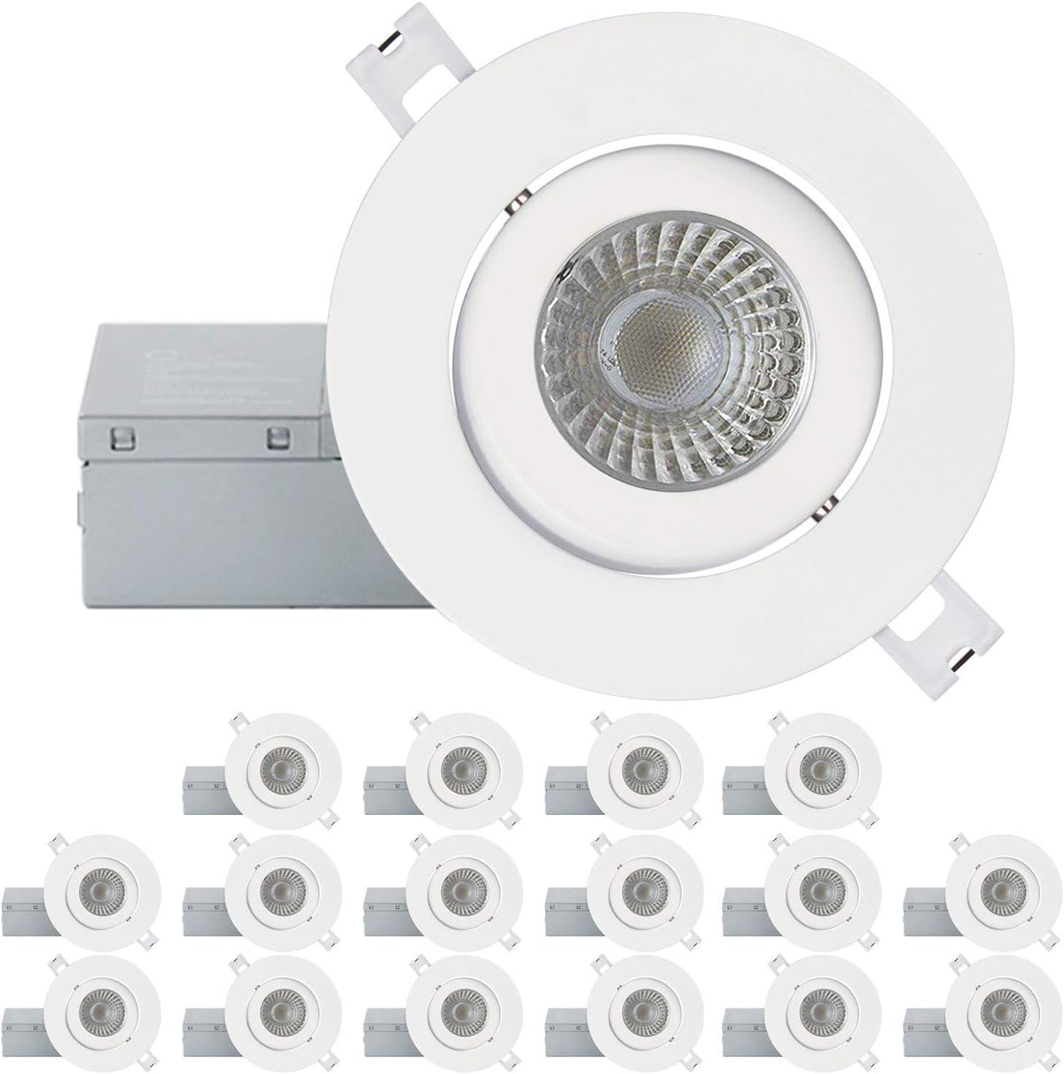 4 Inch Ultra-Thin Adjustable LED Recessed Lighting, 10 Watts, 750lm, Dimmable, 6500K True White, 10 Pack Q83615