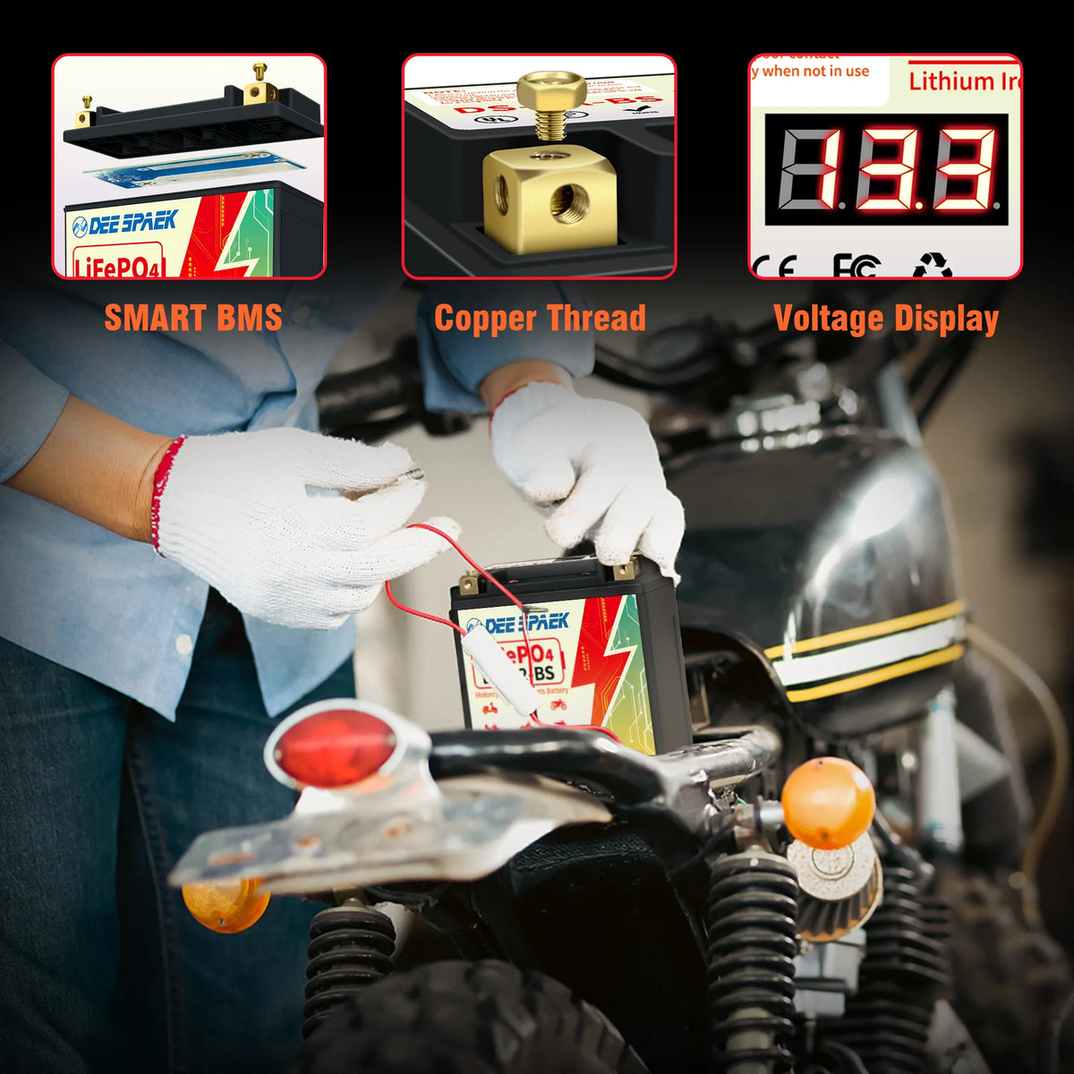 Lithium Motorcycle Battery, 12 Volt 9Ah 520CCA, LiFePO4 ATV Scooter Powersports Battery Replacement J512