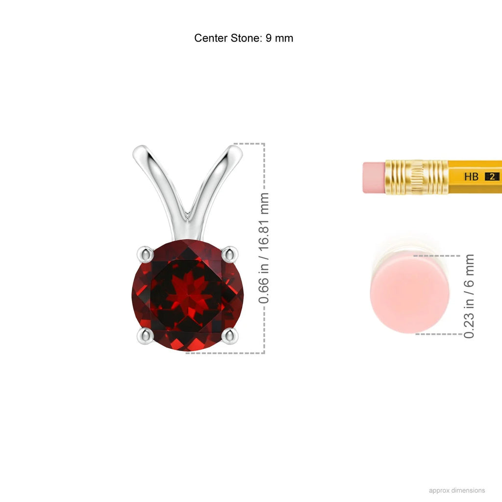 Natural 9mm Garnet Solitaire Pendant Necklace in Sterling Silver C68316