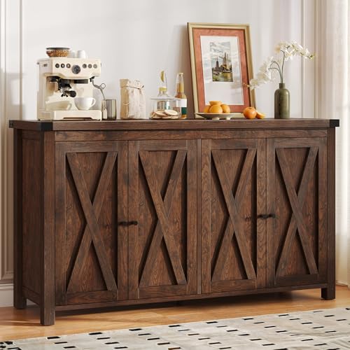 Oak Sideboard Buffet Cabinet with Storage and Doors L53618