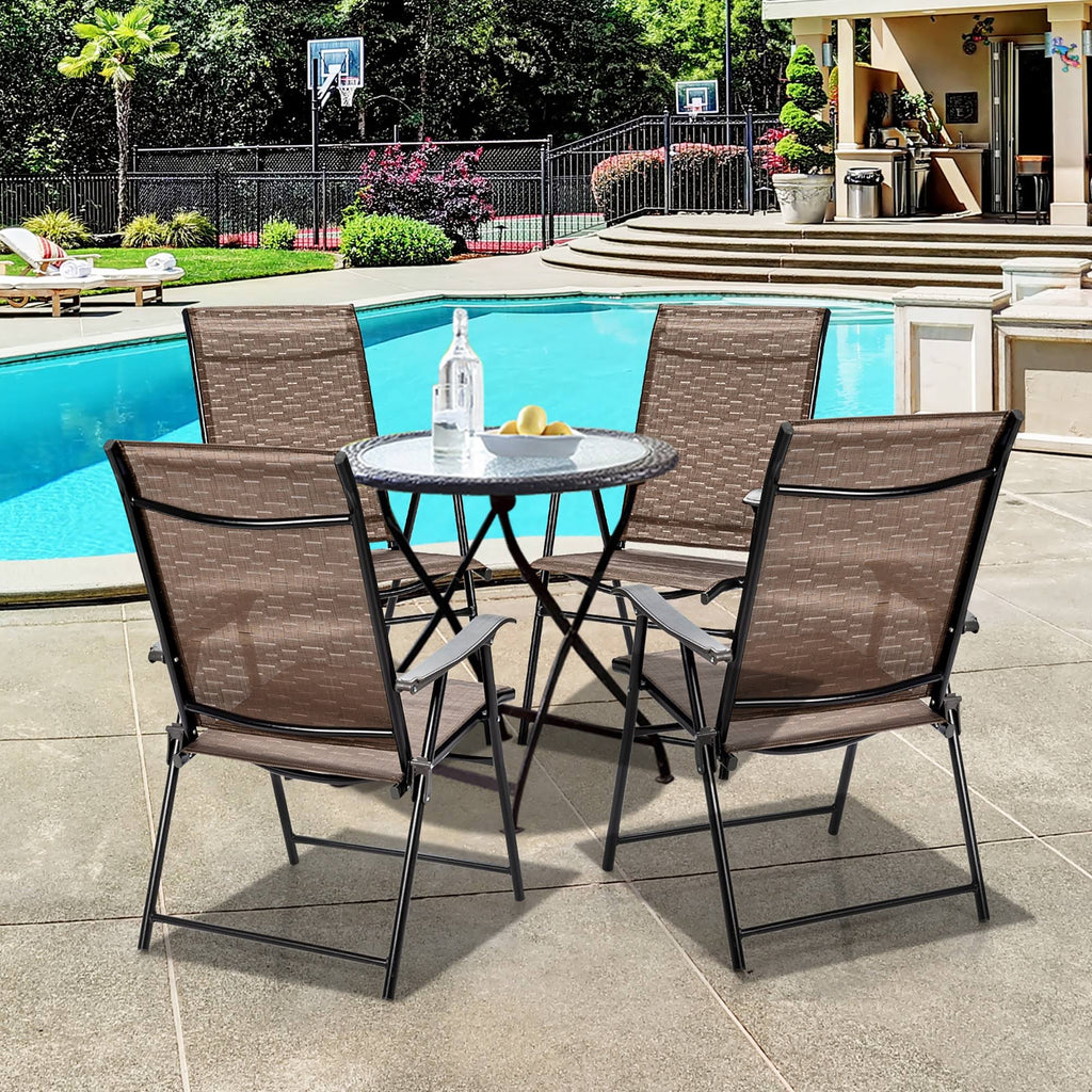 4 Piece Outdoor Patio Folding Chair with Armrest W161924