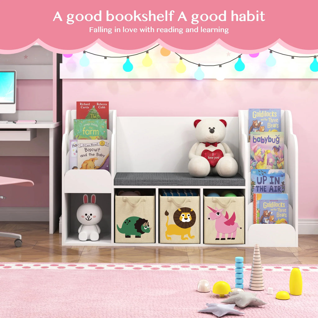 Kids Bookshelf with Reading Nook and Toy Storage G12742