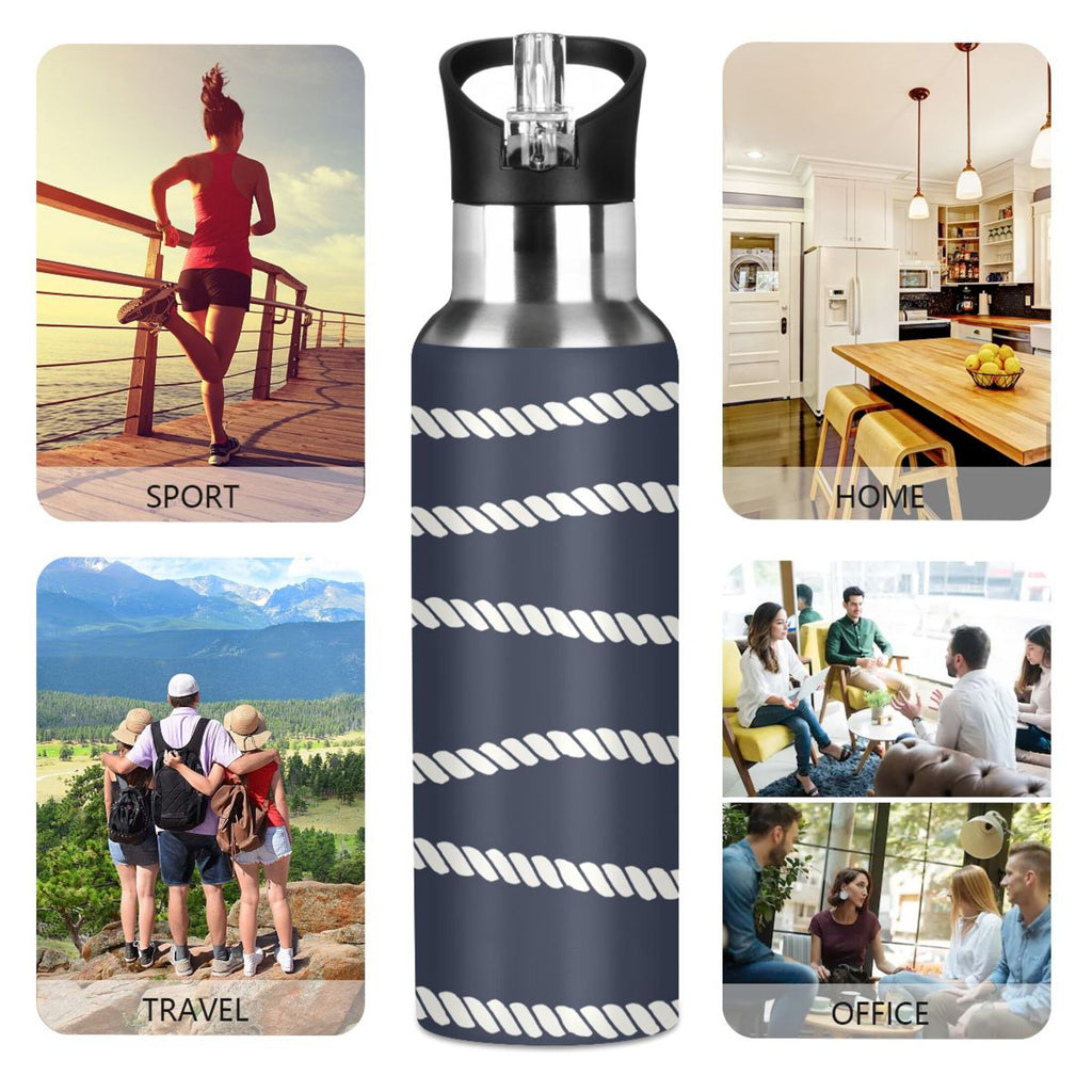 20 OZ Stainless Steel Vacuum Insulated Water Bottle with Straw Lid V243330