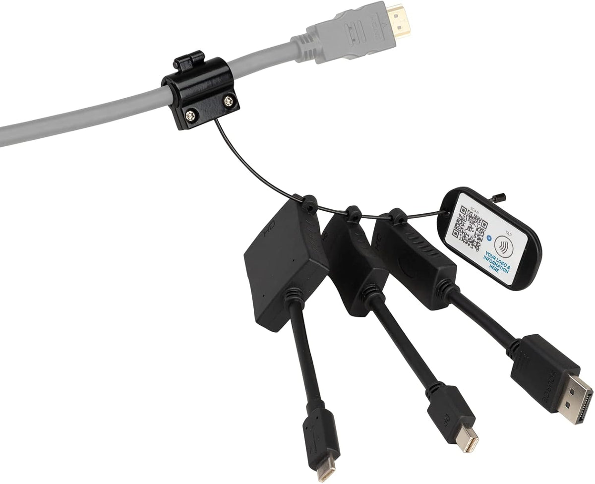 2.0 HDMI Adapter Ring with USB-C, DisplayPort & Mini DisplayPort Pigtail Adapters with Security Cable E320