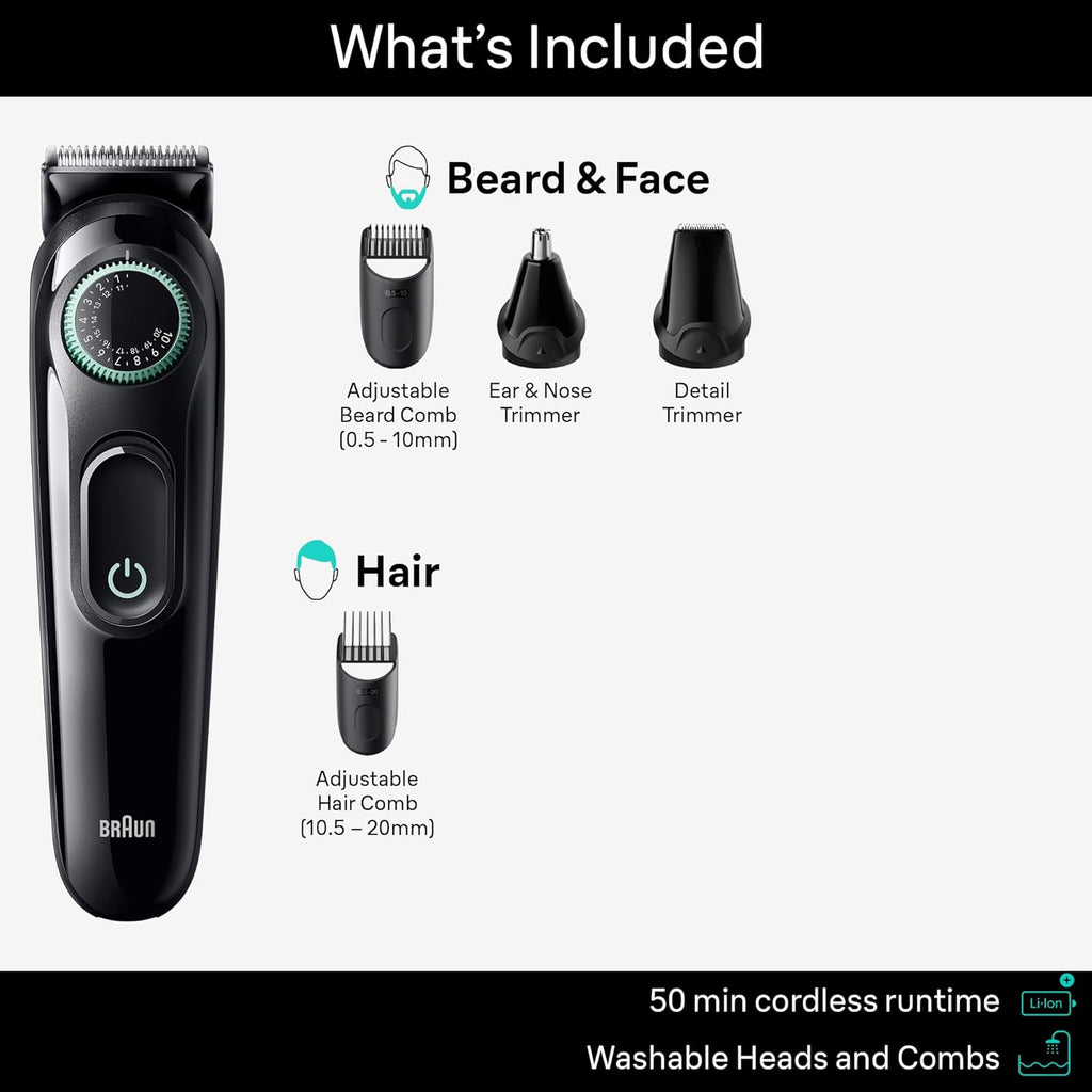 5-in-1 Trimmer for Men with Beard Trimmer, Ear & Nose Trimmer, Hair Clippers, Black H454