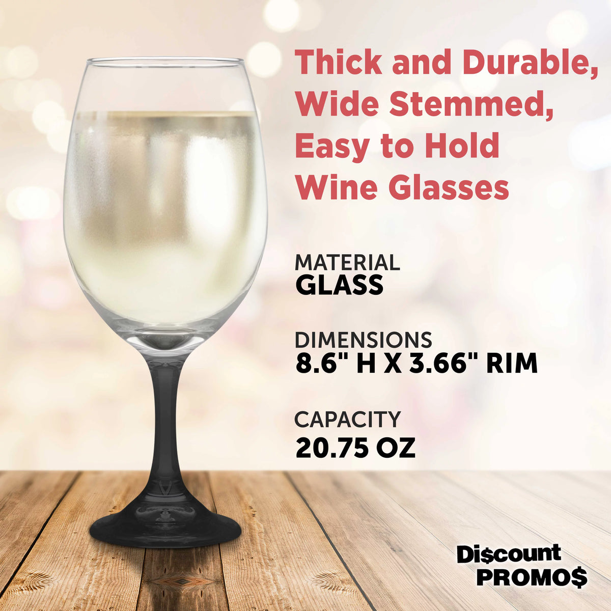 Wine Glasses 20.75 oz. Set of 10 Black K1290
