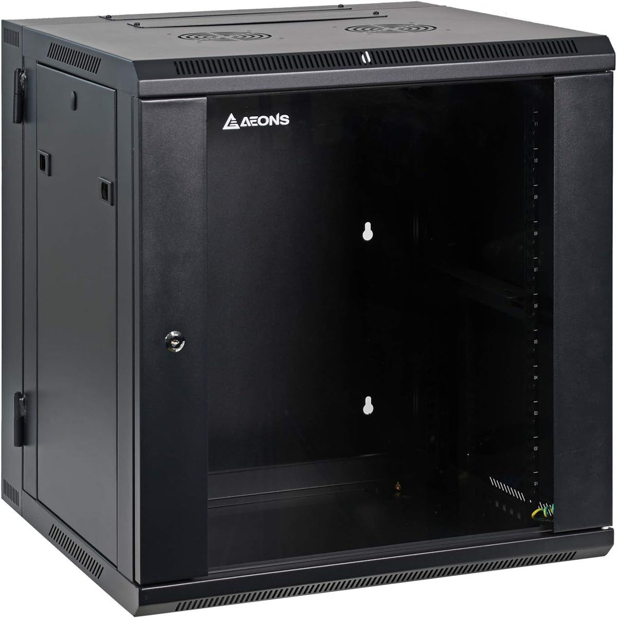 12U Wall Mount Server Cabinet Enclosure with Locking Glass Door Black Y302211