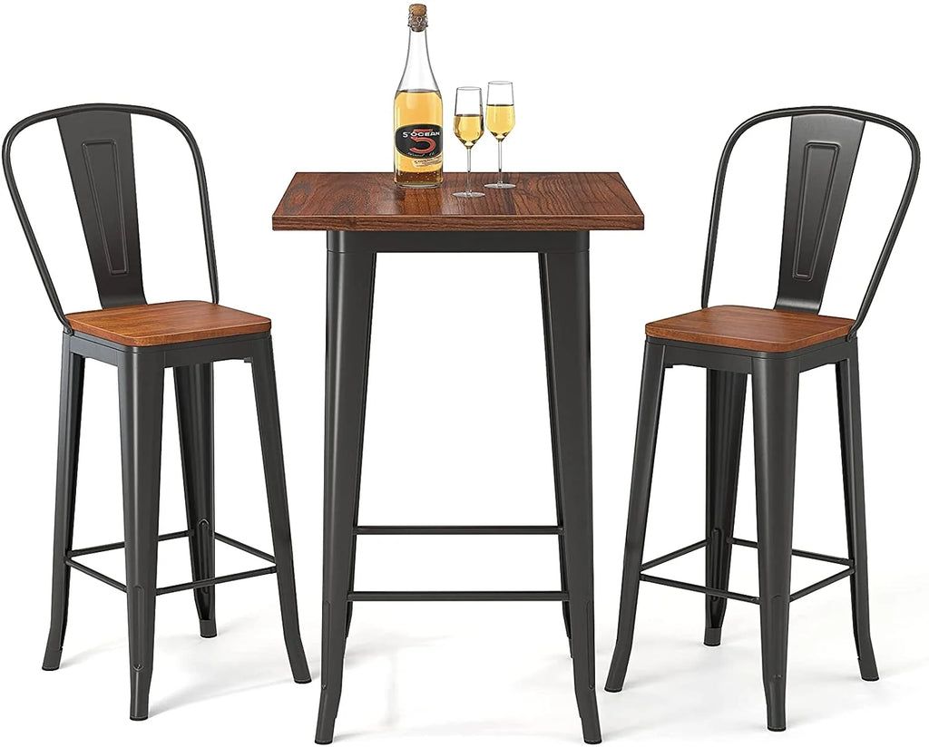 3 Pieces Table and Chair Set with Metal Frame S285
