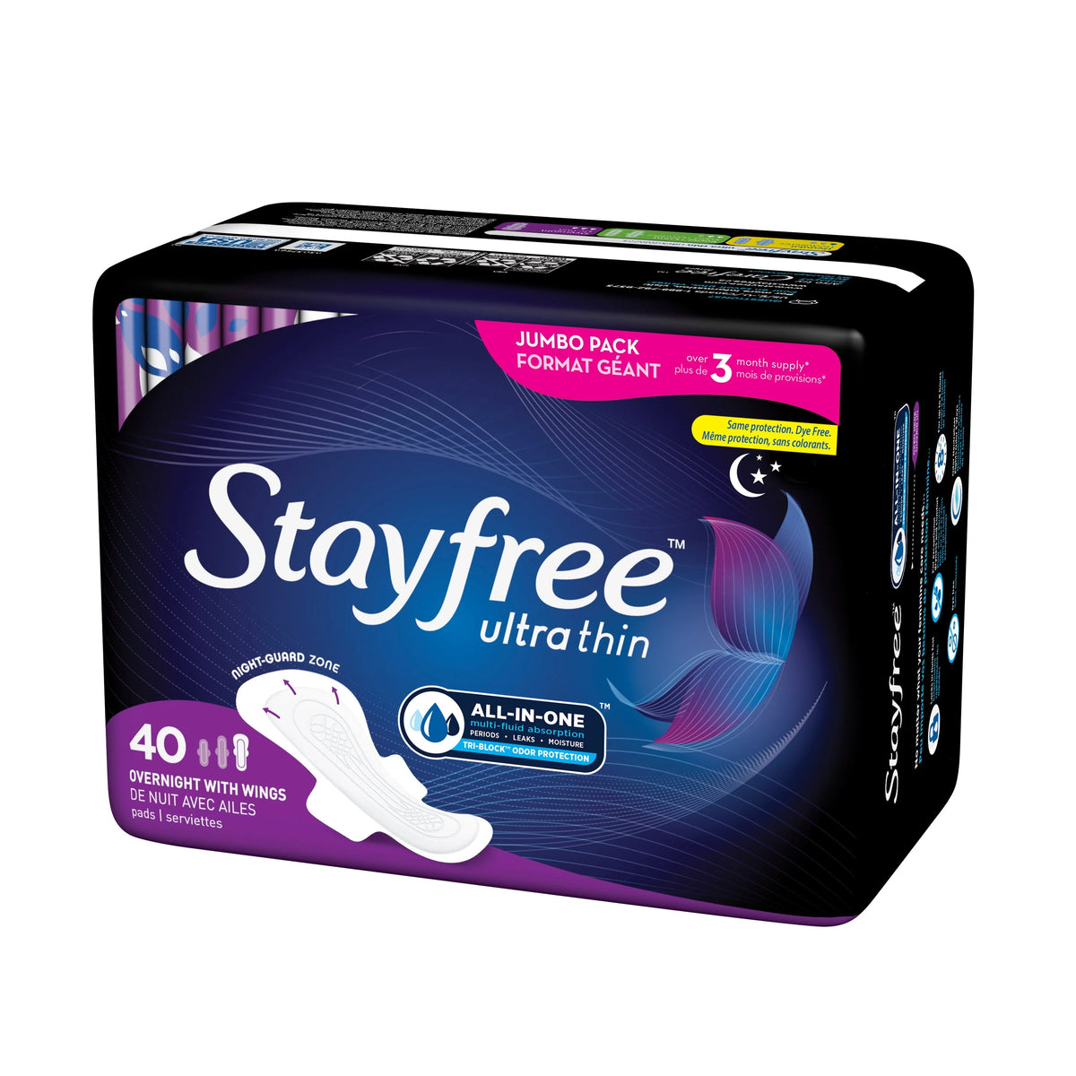 Ultra Thin Overnight Pads With Wings, 40 Ct Q247