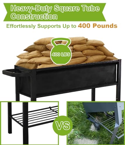 Black Raised Garden Bed with Legs on Wheels Z9992