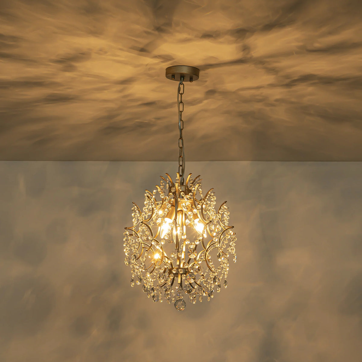 3-Light Tiered Cluster Crystal Beads Chandelier D184748