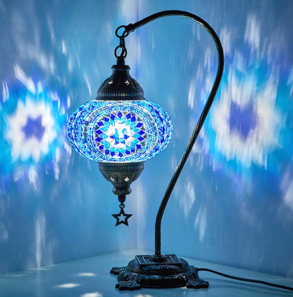 Multicolor Mosaic Gooseneck Table Lamp Y9163