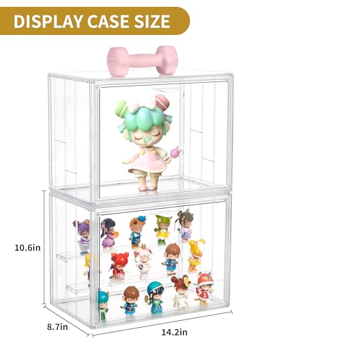 Acrylic 3 Layer Adjustable Display Case with Magnetic Door 2Pack Q631