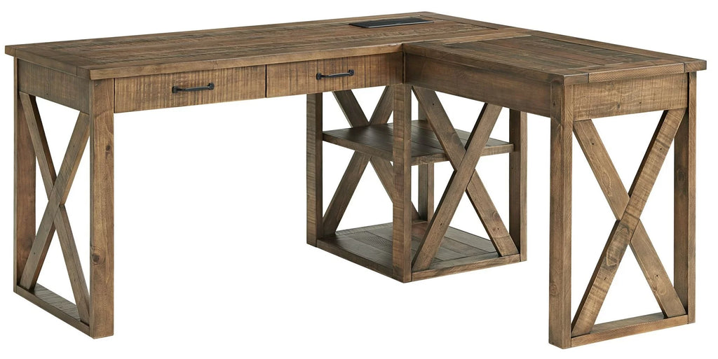 Rustic 60" L Desk with Fingerprint Lock O60336