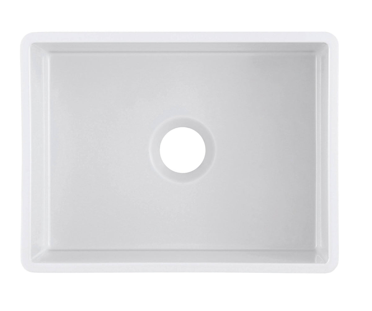 White Fireclay Kitchen Sink with Grid & Strainer S6090