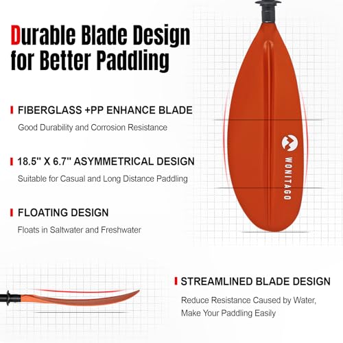 Aluminum Shaft PP Blade Floating Kayak Paddle B149952