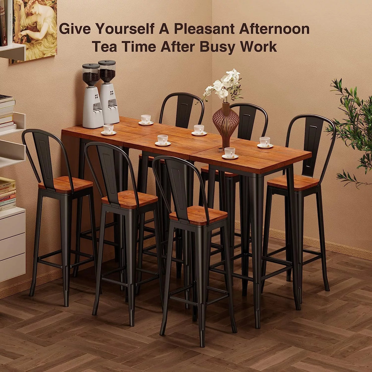 3 Pieces Table and Chair Set with Metal Frame S285