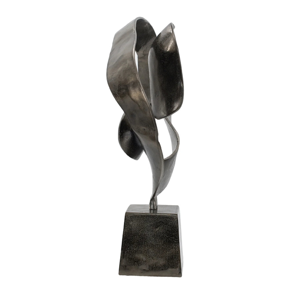 Black Abstract Sculpture on Pedestal Base Q381