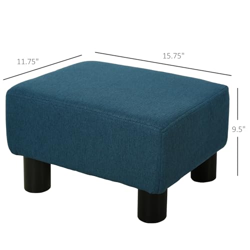 Green Linen Fabric Cube Ottoman with Plastic Legs W47883