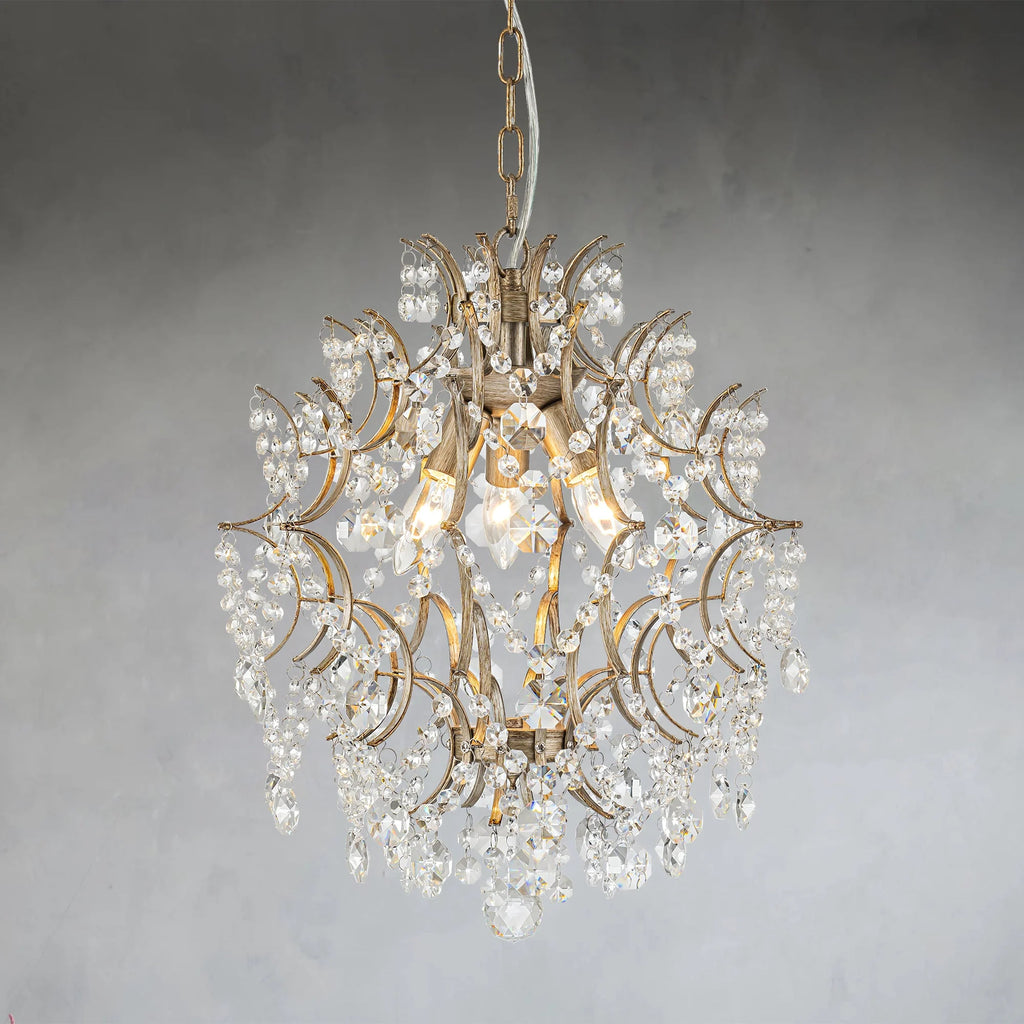 3-Light Tiered Cluster Crystal Beads Chandelier D184748