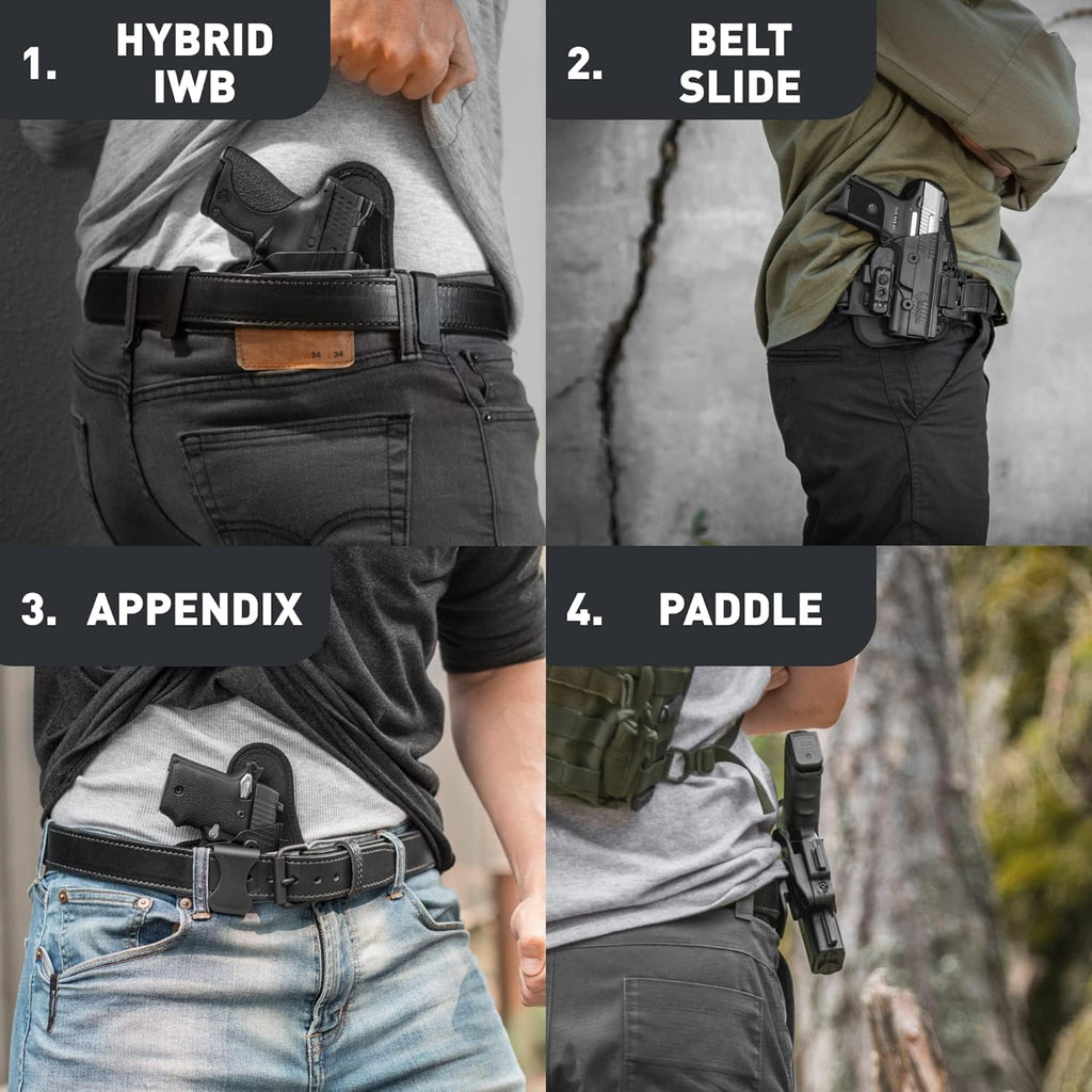4 in 1 Holster - IWB, Appendix, OWB Paddle, OWB Belt Slide - Right Hand Draw Q4207