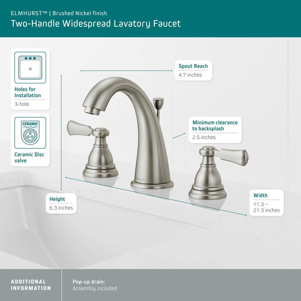 Brushed Nickel Two-Handle Widespread Bath Faucet P73284